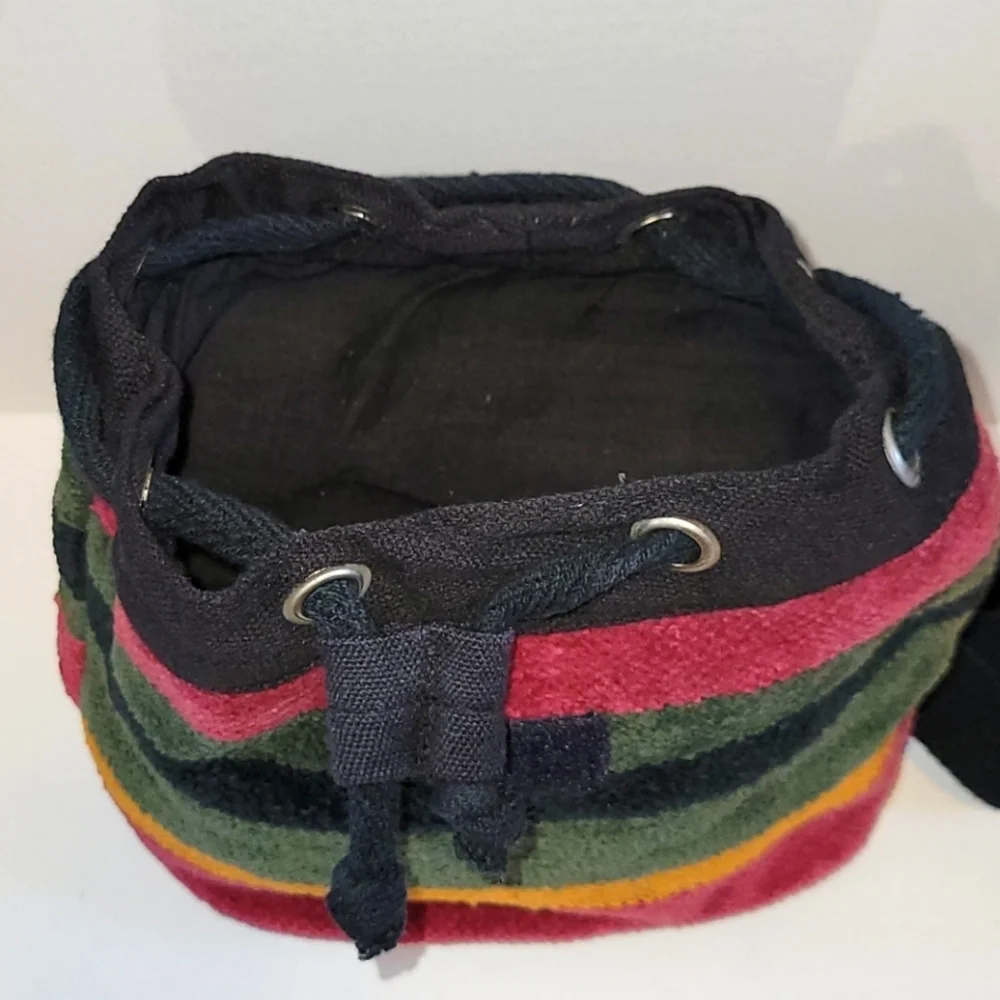 Multicolored Striped Backpack mini bag 100% Cotton New